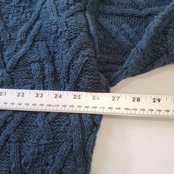 Free People Sweater Womens Small Varsity Navy Cable Knit Crewneck OB1505582 - Picture 9 of 10